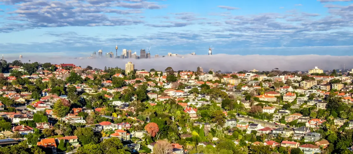 Aerial view of Sydney suburbs showcasing property trends for property valuation Sydney